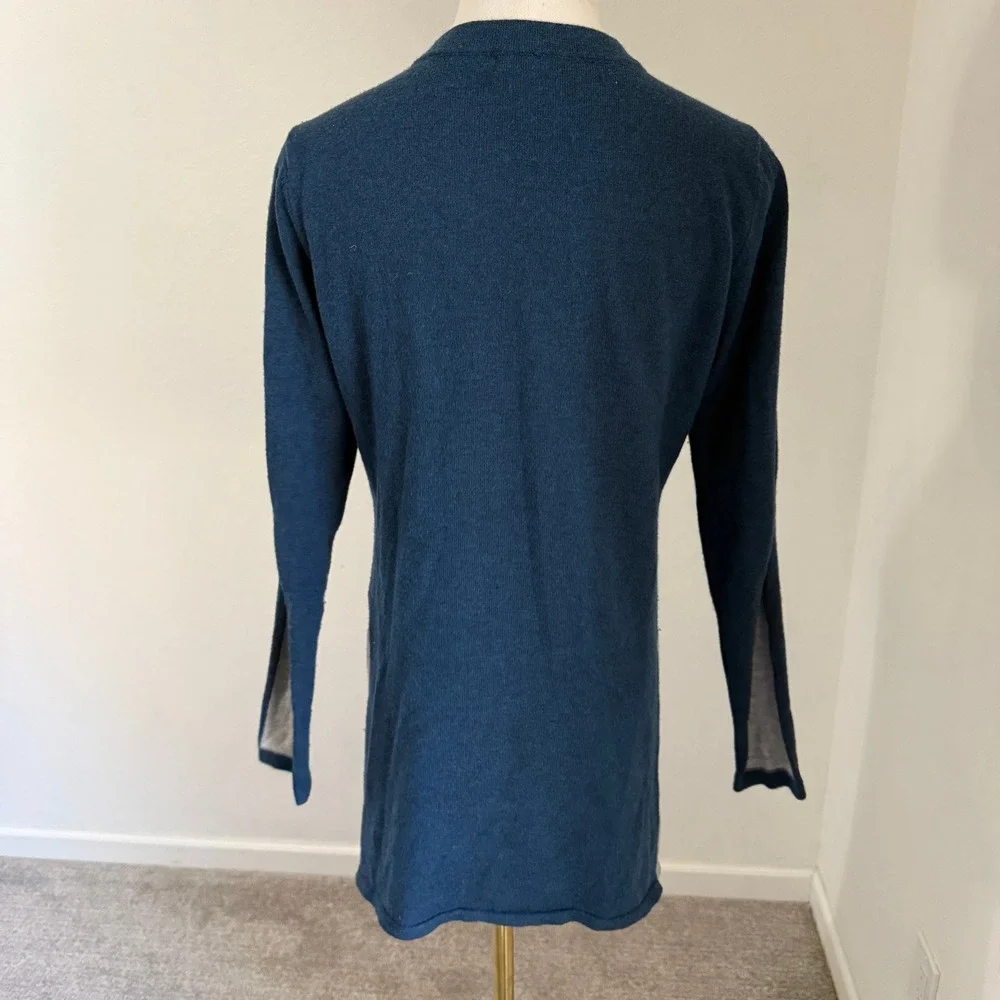 Smartwool Womens Merino Wool Blend V-Neck Tunic Sweater Teal Blue XS - Picture 6 of 10